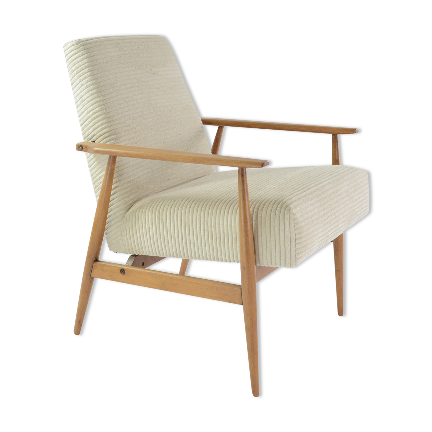 Fauteuil fox velours côtèle crème