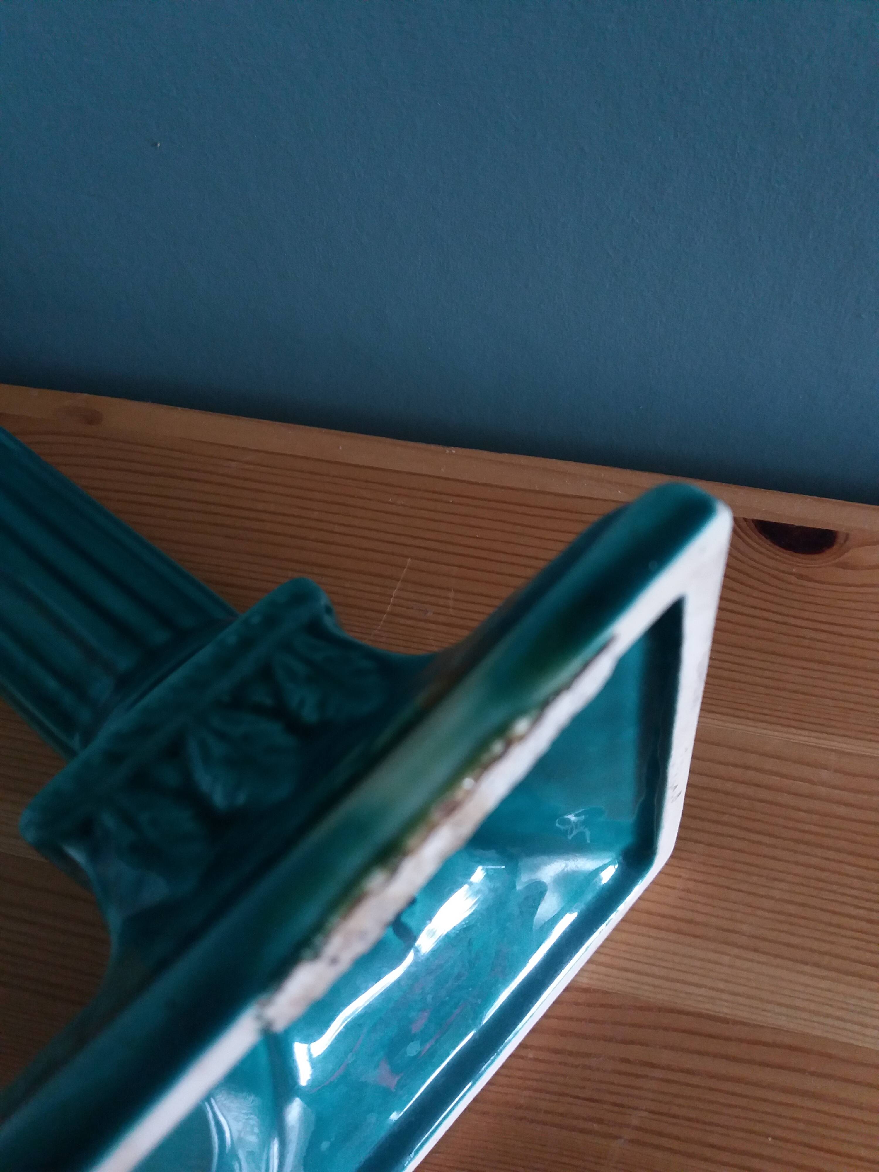 Niderviller emerald green column candle holder