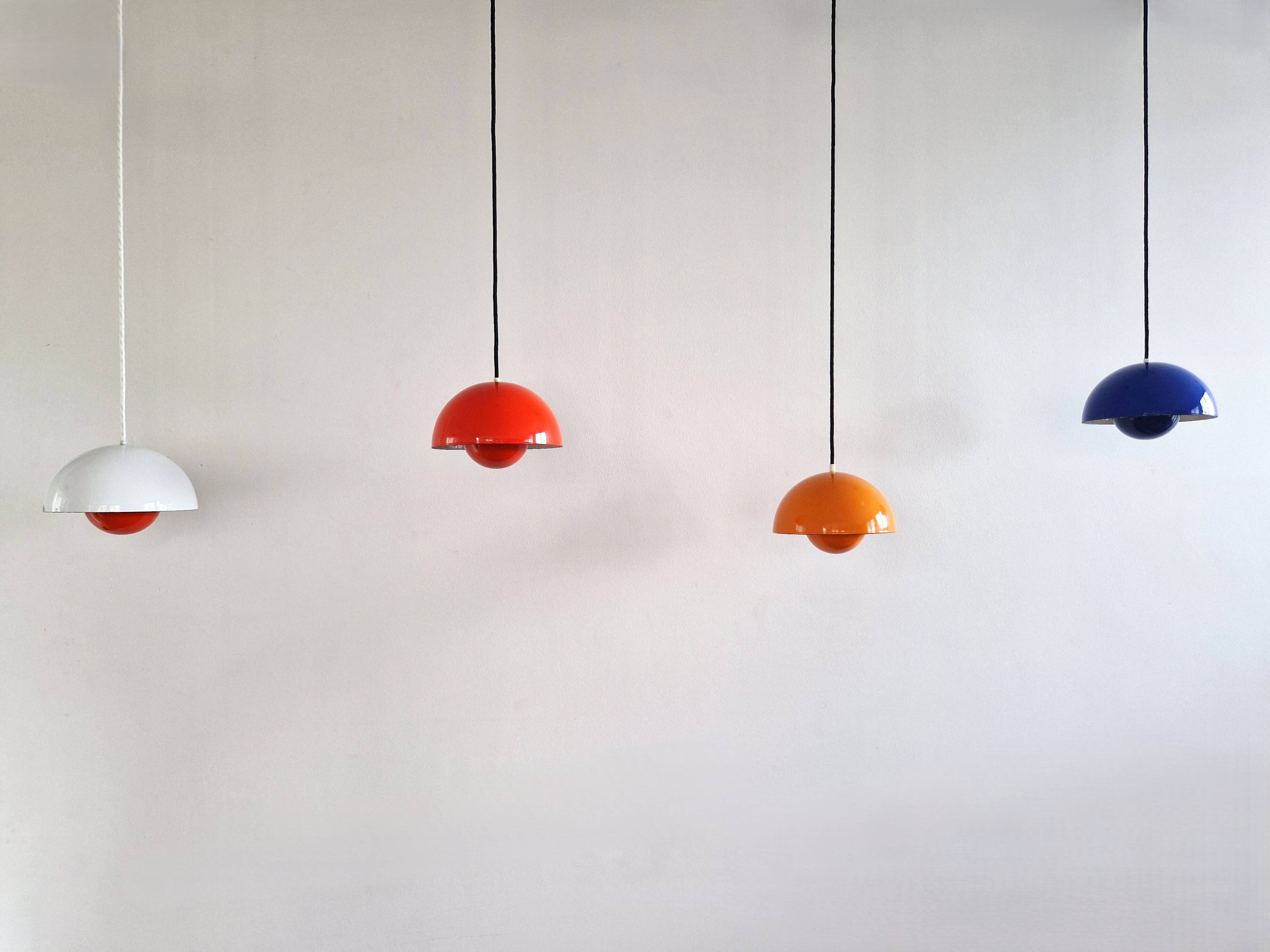 Orange Flowerpot pendant lamp by Verner Panton for Louis Poulsen, Denmark 1