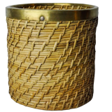 Rattan and brass book basket, Italy, 1970