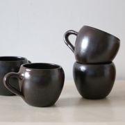 Set of 4 cups of sandstone, handmade pottery, vintage, 1980