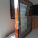 Pair of display cabinets in varnished mahogany