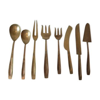 Service of 8 old asian service cutlery marked Nicke Bronze deco party table