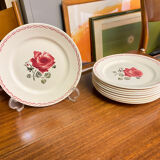 Dessert service 9 vintage Badonviller porcelain plates from the 60s