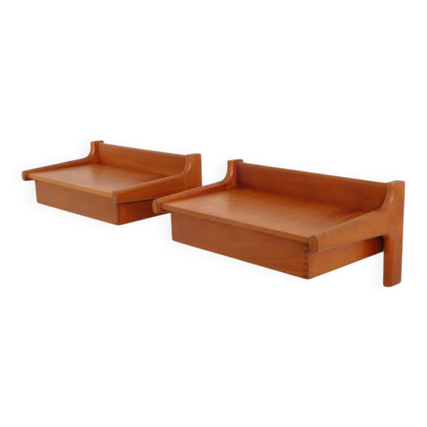 Ensemble de tables de chevet flottantes danoises Teck Vintage — Beyit
