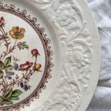Assiette plate en terre de fer polychrome anglaise "Wild Rose" Booths
