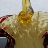 Murano vintage blown glass basket vase