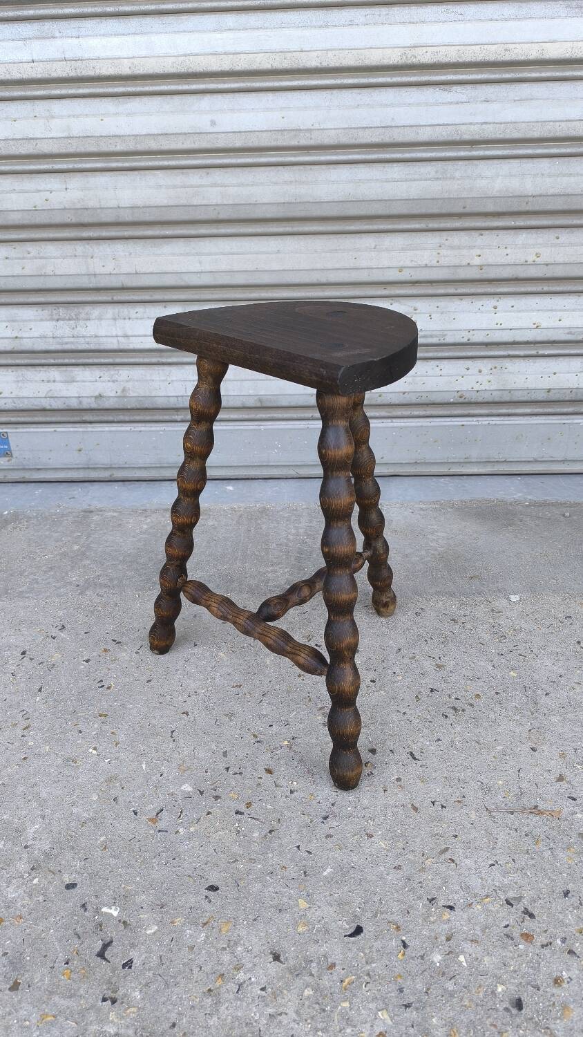 Turned wooden tripod stool