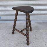 Turned wooden tripod stool