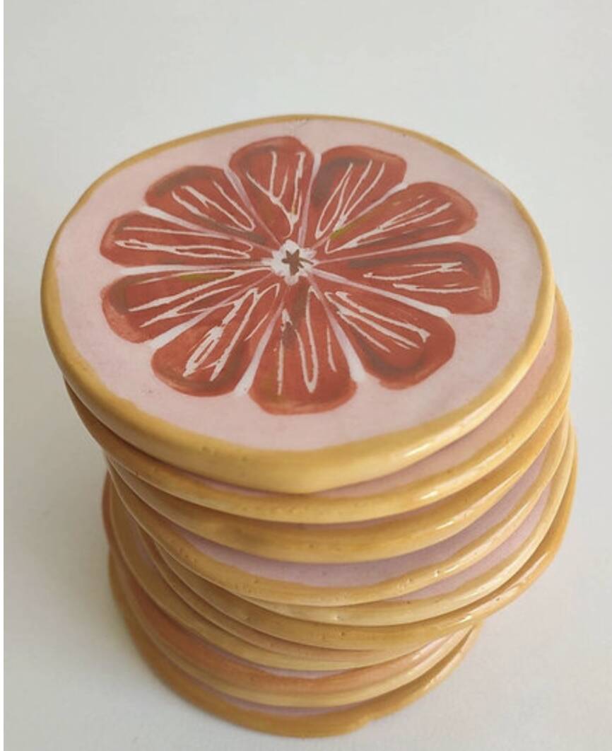 Pink grapefruit coaster