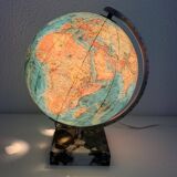 Globe terrestre, mappemonde Taride en verre et marbre, 1976