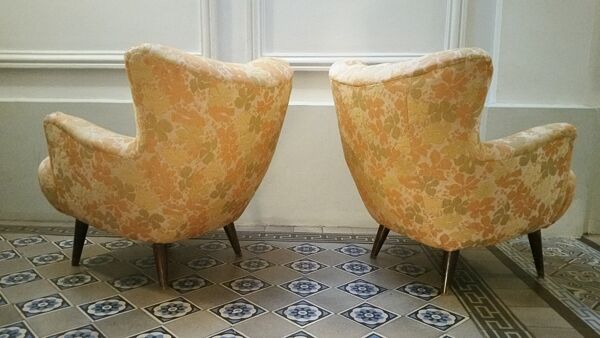 Paire de fauteuils design organique vintage années 50 60