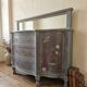 Antique English wooden commode with mirror.