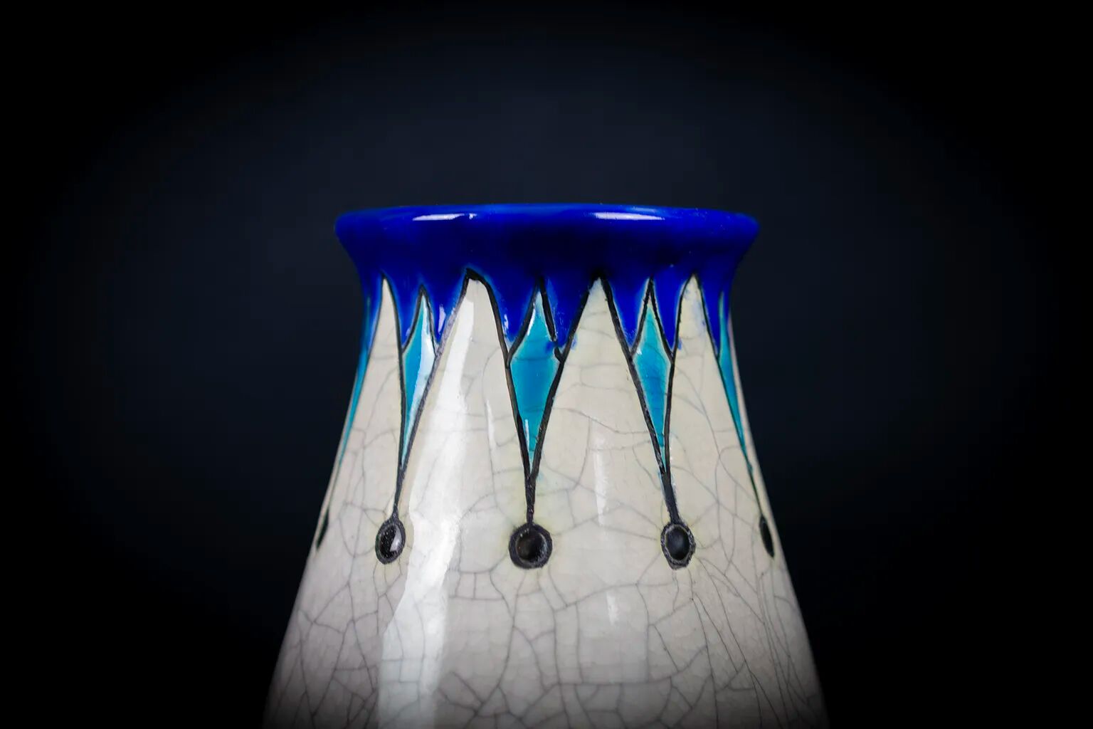 Art Deco vase in crackled earthenware, M. Dufrêne, Boch Keramis La Maîtrise