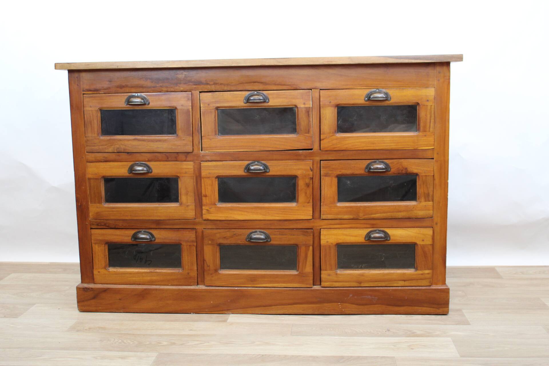 9-drawer chestnut seed cabinet, France 1960