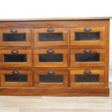 9-drawer chestnut seed cabinet, France 1960