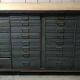 Old metal workbench