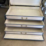Old travel trunk for folded clothes with 3 cardboard drawers