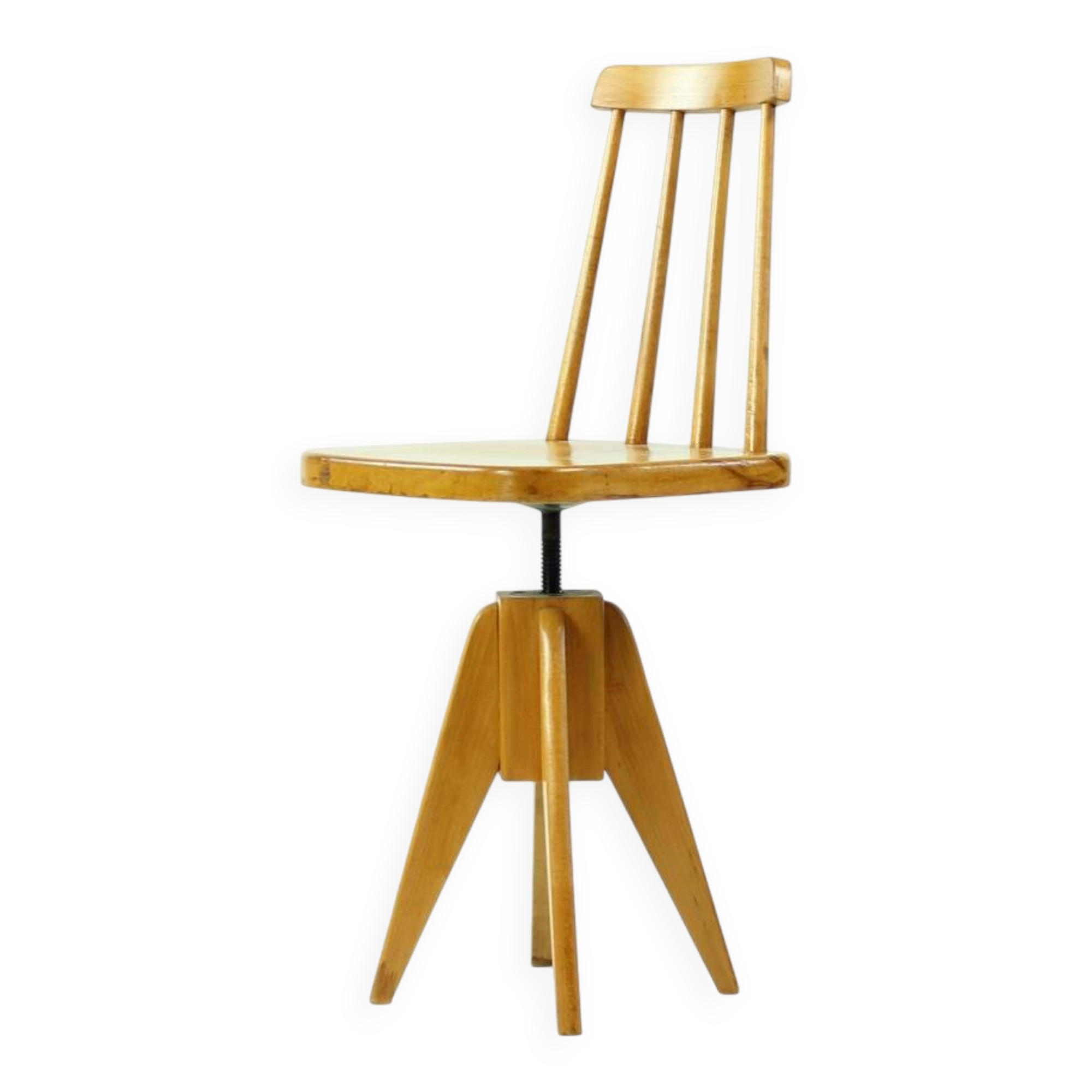 Midcentury Piano Swivel Stool With Backrest, Czechoslovakia 1960s