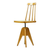 Tabouret pivotant de piano des années 1960 avec dossier, Tchécoslovaquie