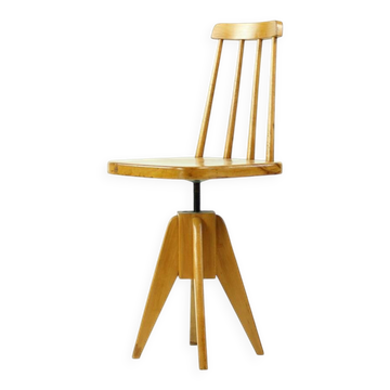1960s swivel piano stool with backrest, Czechoslovakia