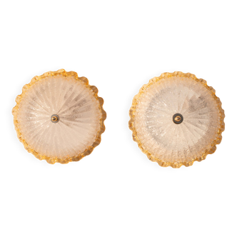 Set of 2 Charming Italian Yellow Murano Glass Ceiling Fixture, Murano, 1970