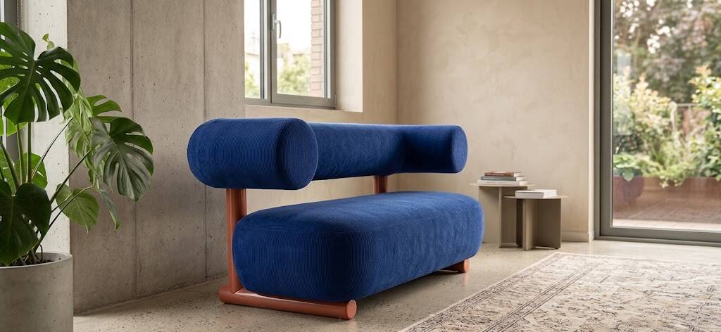 Two-seater sofa Moroso Pipe Blue