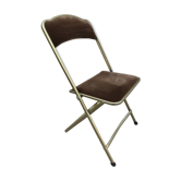 Chaise ancienne pliante métal et velour marron années 70