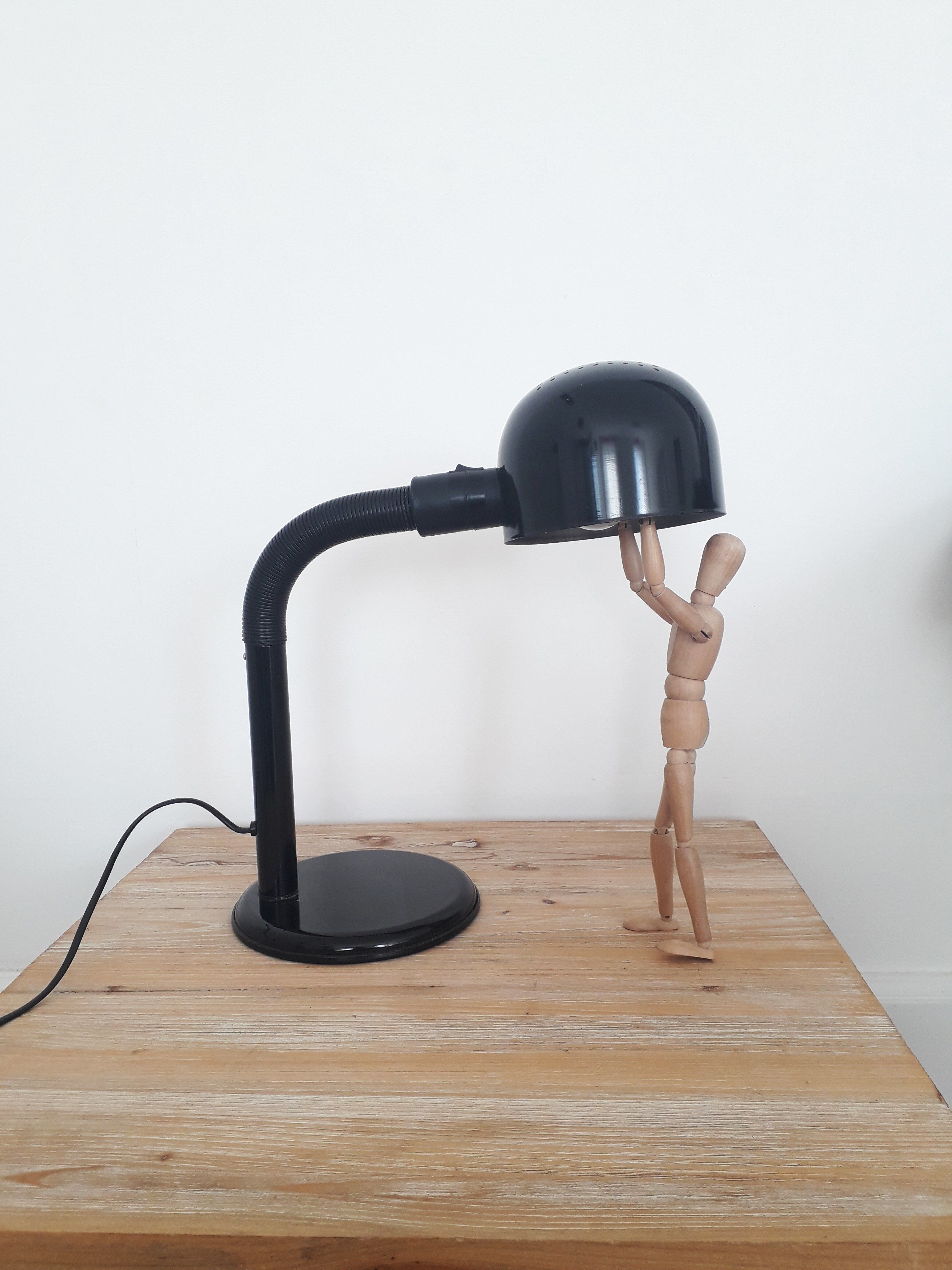 Vintage desk lamp-alda -sweden-typ 1+4a-black lacquered metal-1970