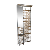 Vintage rattan wall coat rack 1950-60