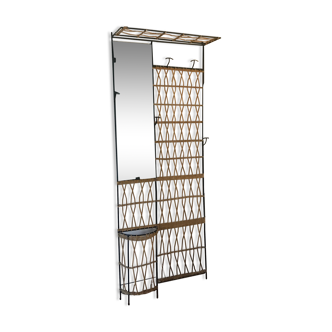 Vintage rattan wall coat rack 1950-60