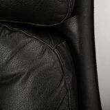 Chaise pivotante en cuir noir de conception danoise par HW Klein pour Bramin, années 1960