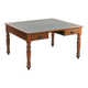 Antique writing table / partner desk with 4 drawers and a green leather top