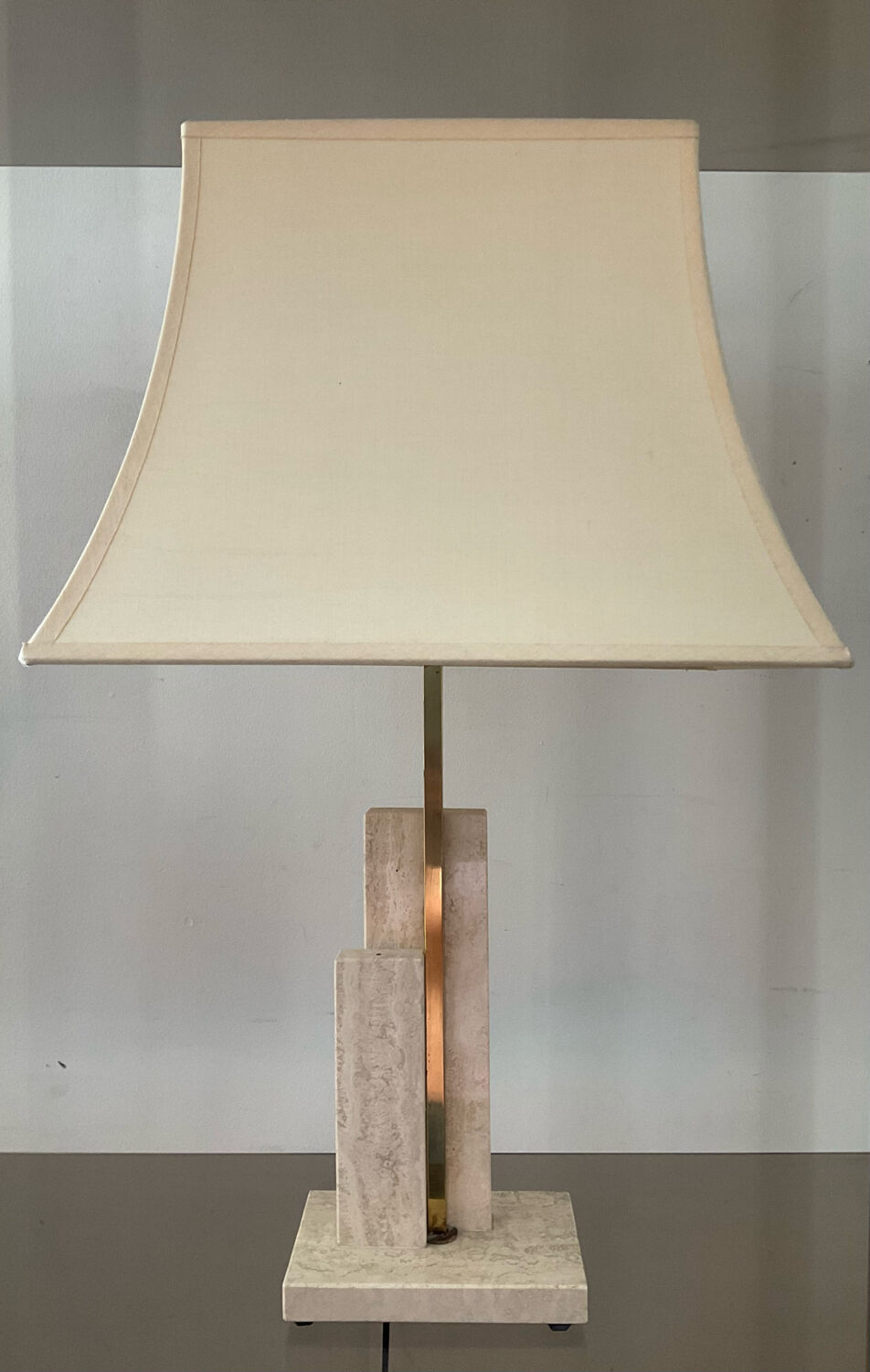 Travertine and brass lamp from the 70s