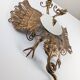 Spanish Neogothic Style Gilded Iron Mirror with Two-Headed Dragon