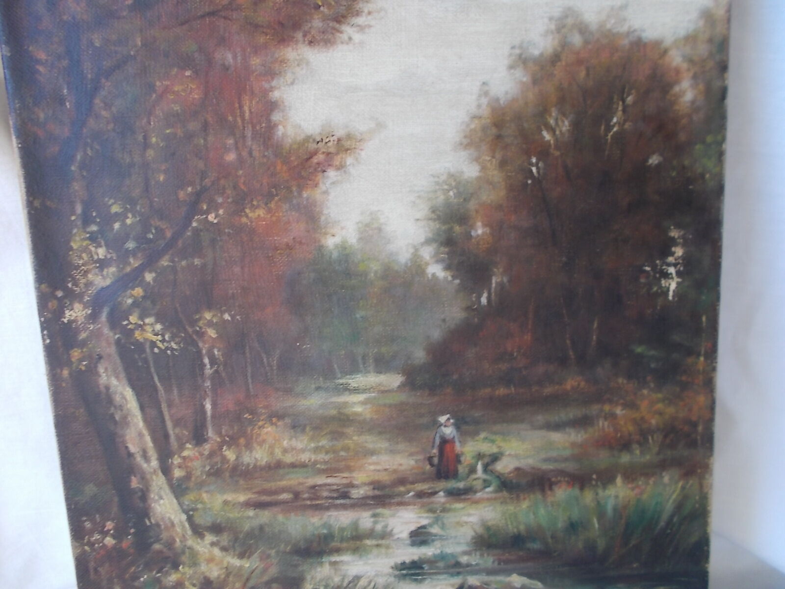 Pair of old paintings "painting landscape on canvas"