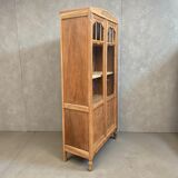 Parisian glass-fronted Art Deco wardrobe in solid raw walnut.
