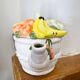 Vintage fruit majolica teapot