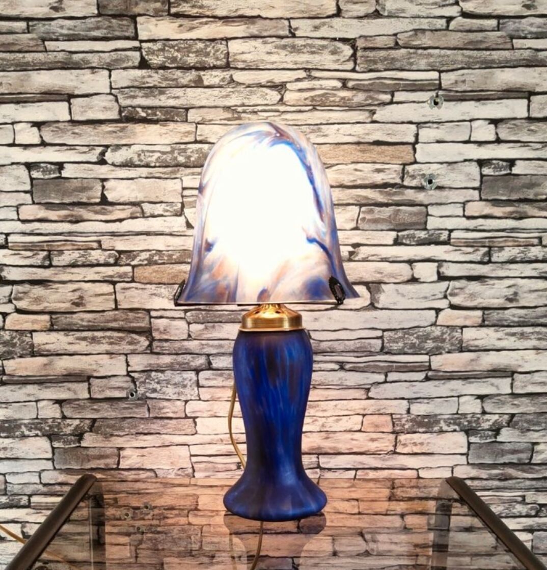 Mushroom lamp in glass paste 1980
