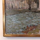 Mid-Century Modern Swedish "Italian Valley" Vintage 1967 Oil Painting, Framed