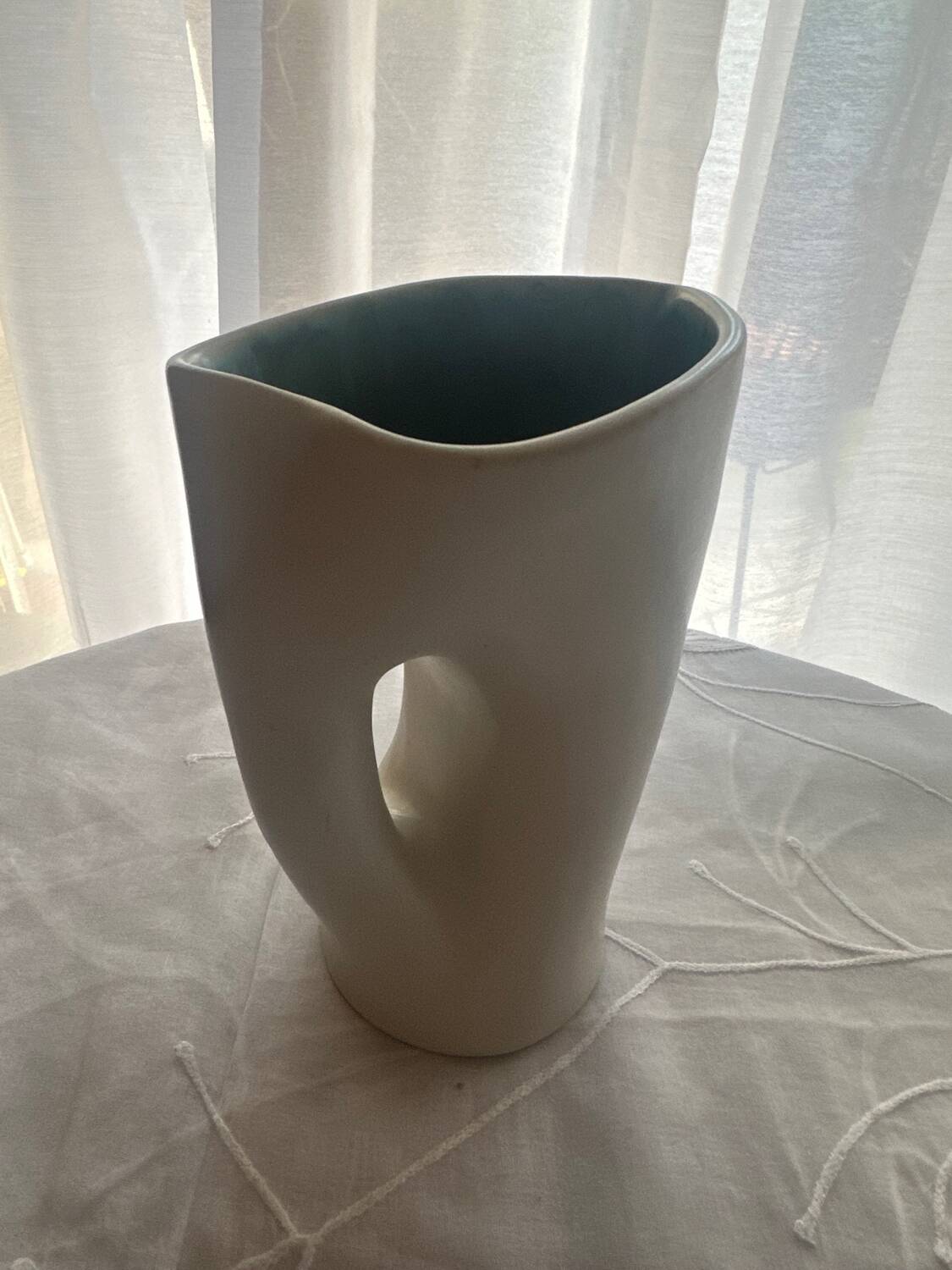 Two-Tone Matte Ceramic Pitcher / Organic Glazed Vintage G. Jouve P.