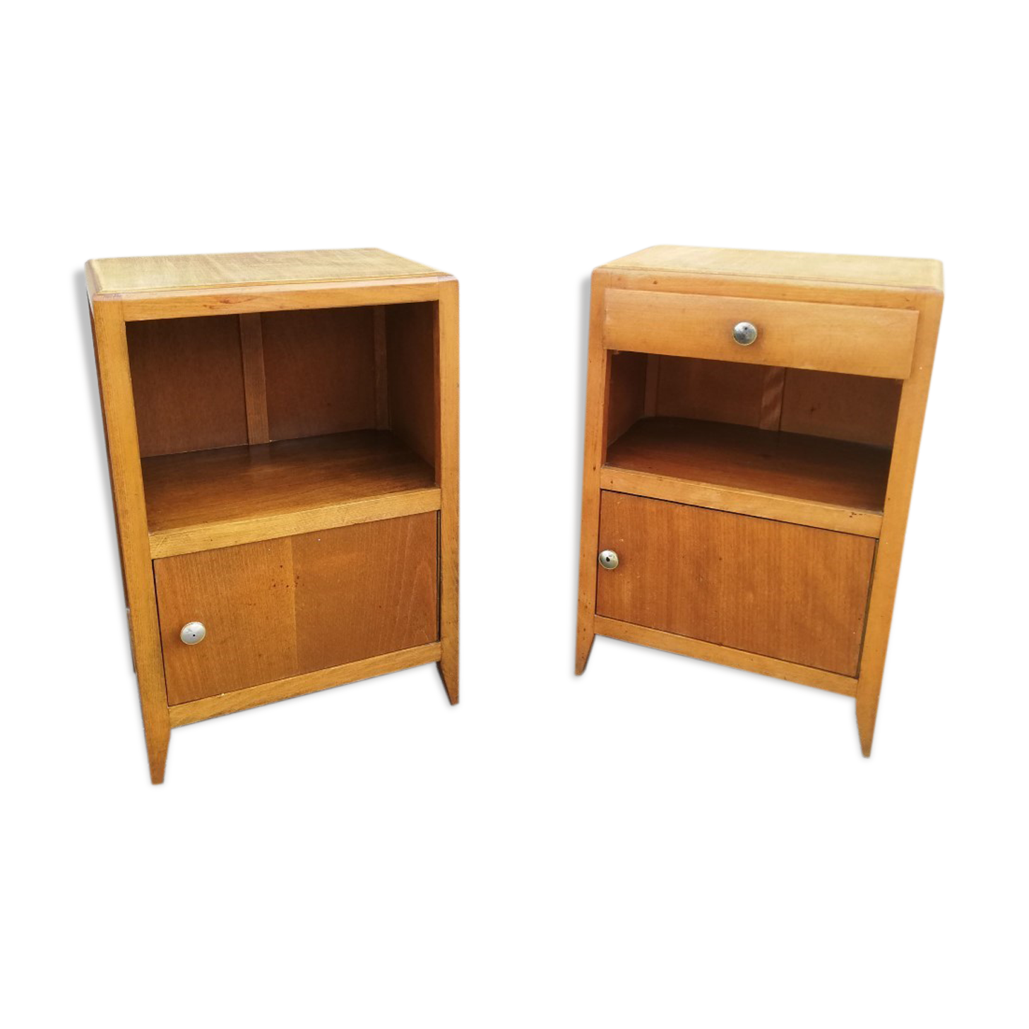Pair of modernist wooden bedside tables