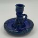 Vintage bedroom candle holder in cobalt blue glazed ceramic