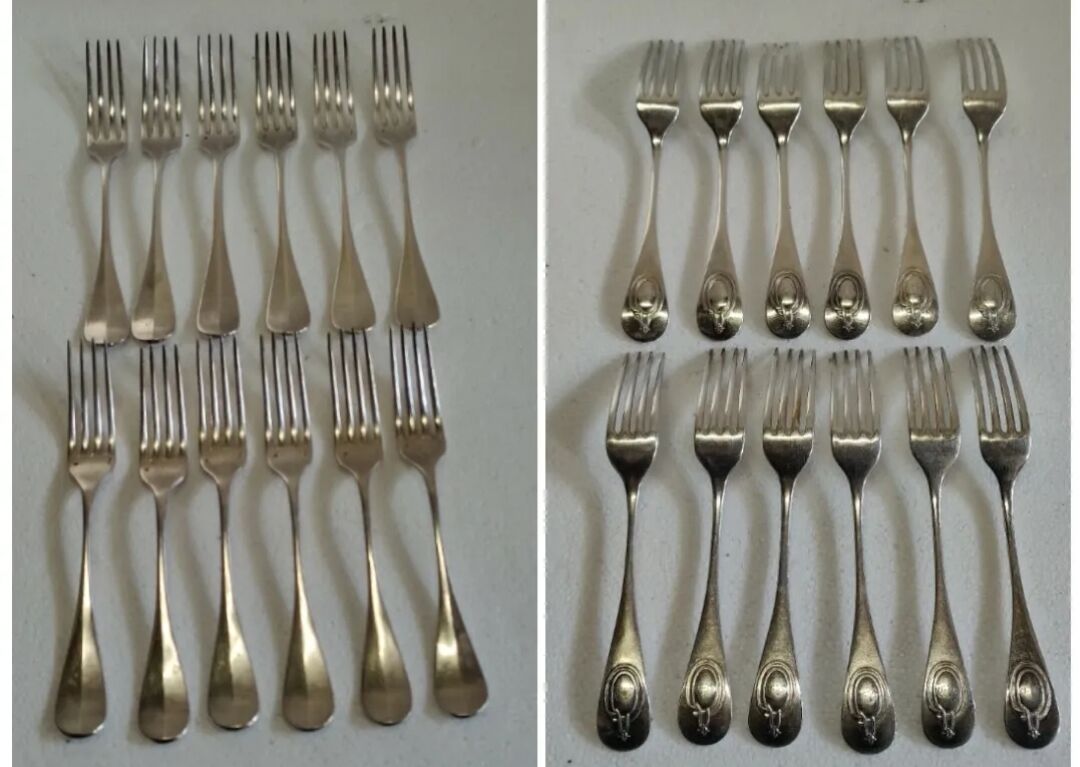 Old housewife in silver metal henri charpentier 38 pieces early 19th