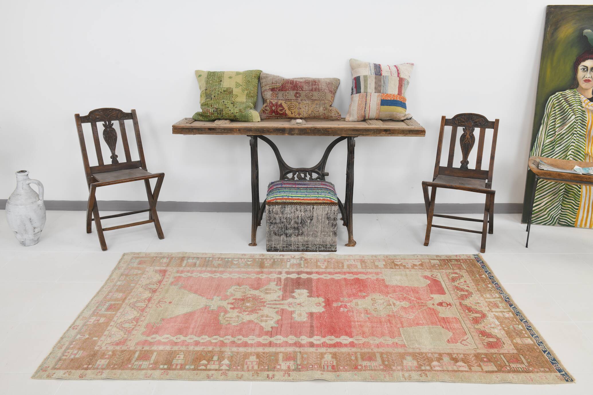 4x7 Rug For Living Room Handmade Turkish Rug, 125x230Cm SK 20701