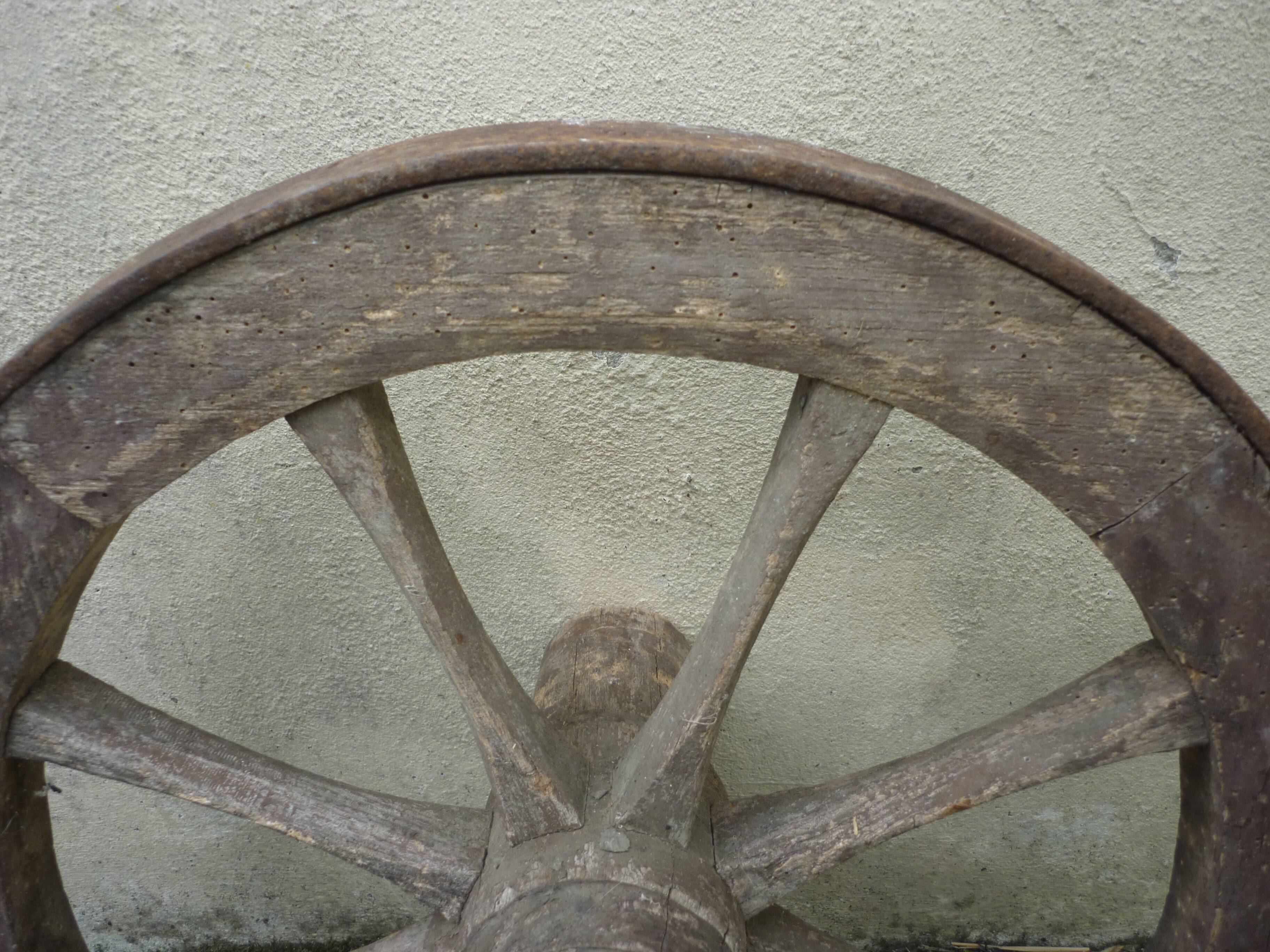 Old wooden cart wheel