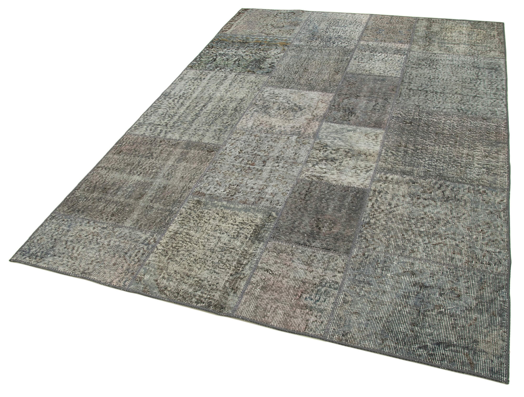 Handwoven Oriental Overdyed 170 cm x 240 cm Grey Patchwork Carpet