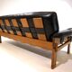 Brutalist 3 seater sofa leather and oak, 1960