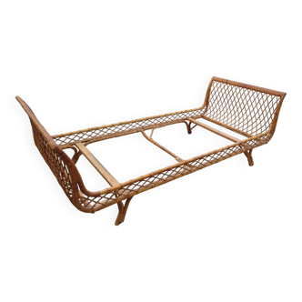 Vintage rattan daybed in basket shape - 1950s