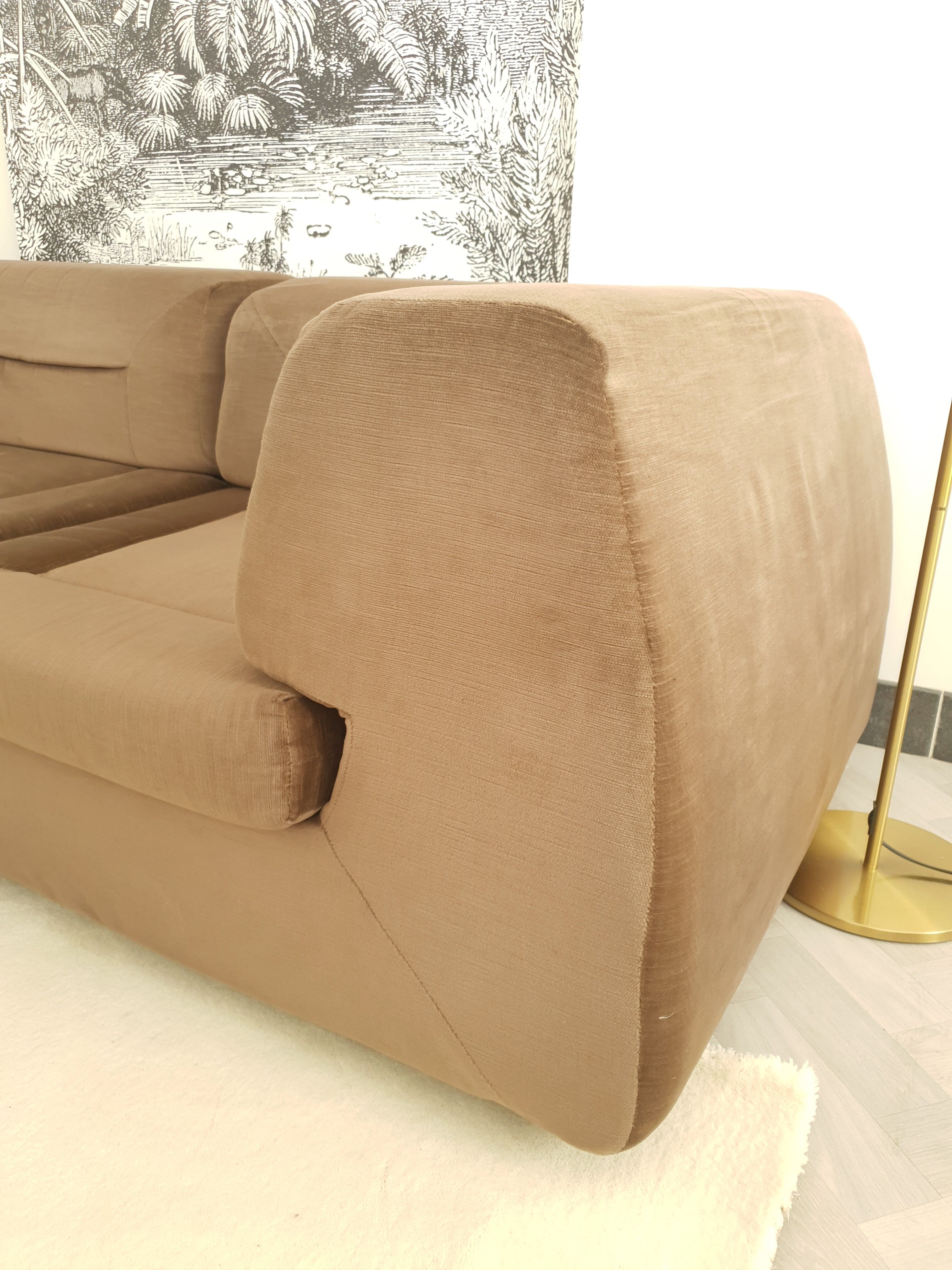 Vintage brown velvet sofa